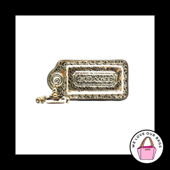 1.5" Small COACH Crackle Gold Leather Nickel Key Fob Bag Charm Keychain Hang Tag - Picture 1 of 1